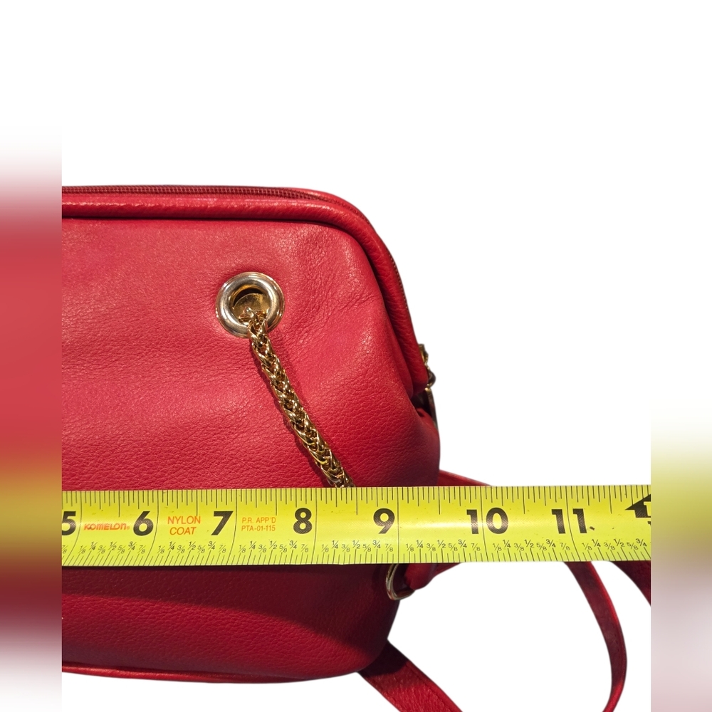 Liz Claiborne Vintage 90's Classic Genuine Leather Shoulder Bag Red Chain Strap - Picture 13 of 16